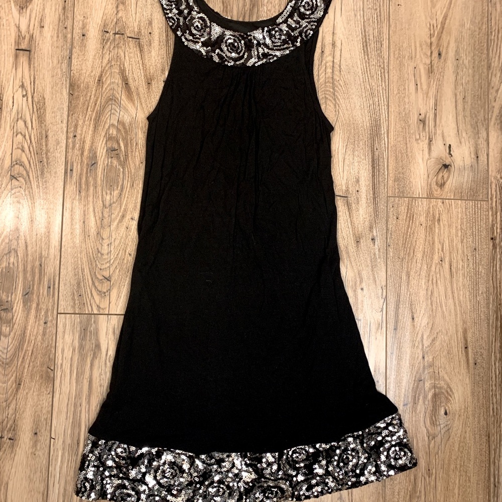 Sequined Little Black Dress w/ Pockets - Express